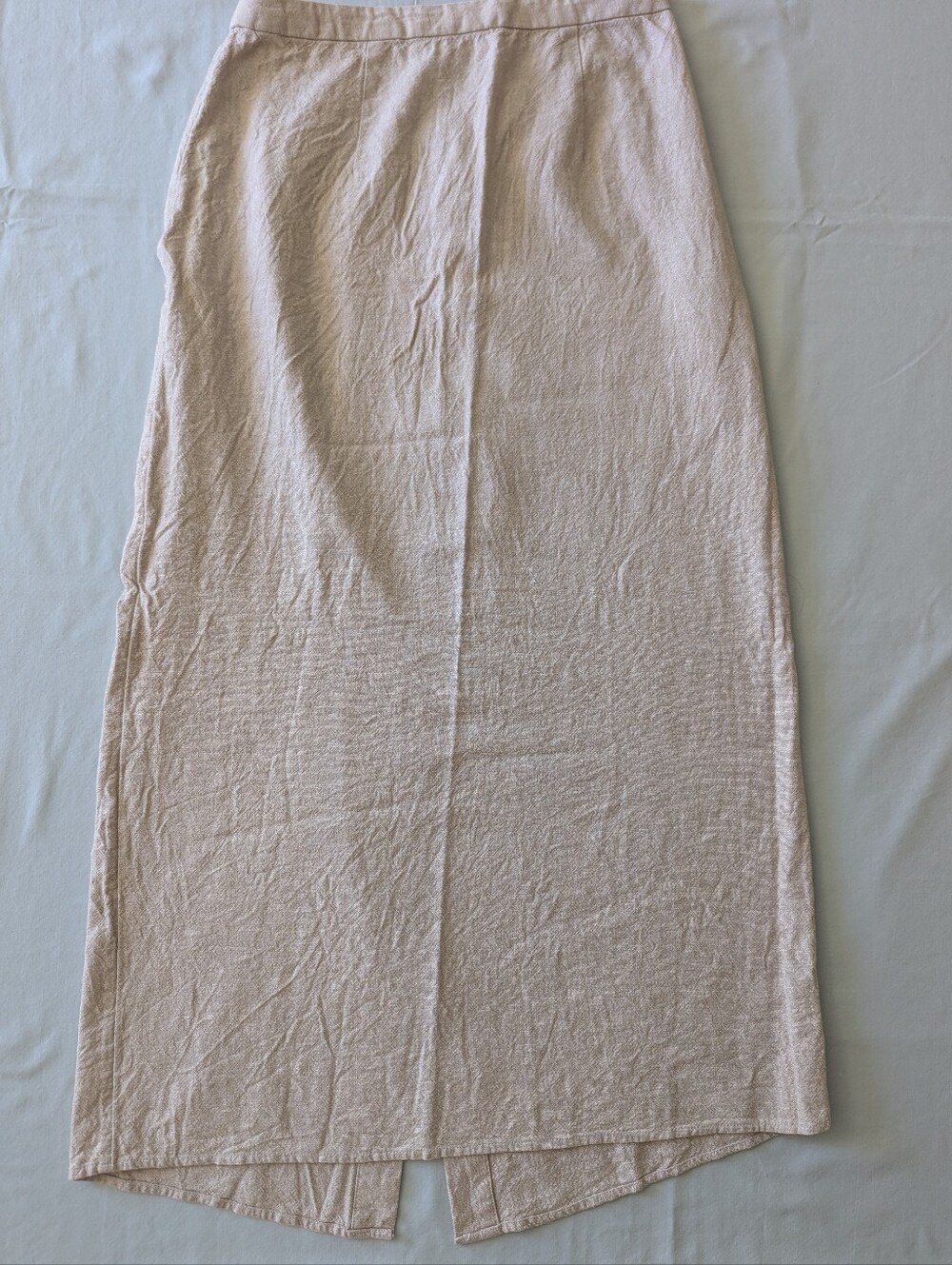 Two-piece Natural Linen Blend Maxi Skirt And Square Neck Top Set - Picture 7 of 16
